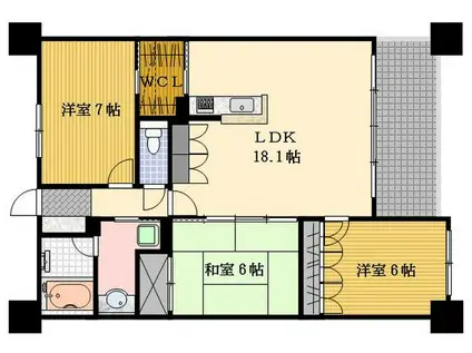 サーパス平野町(3LDK/4階)の間取り写真