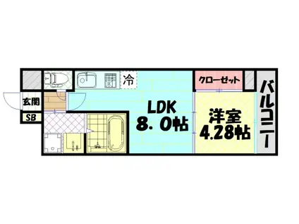 MV.MS大阪岸里(1LDK/9階)の間取り写真