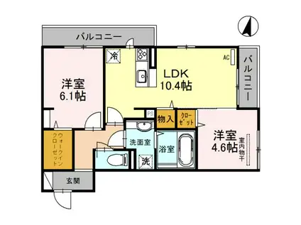 グレースコート常盤(2LDK/2階)の間取り写真