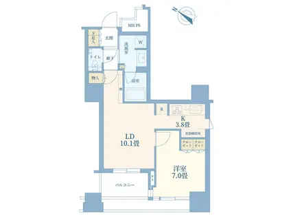 ルサンク大崎ウィズタワー(1LDK/18階)の間取り写真