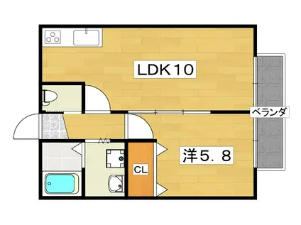 グレートヒルズ 2番館(1LDK/2階)の間取り写真