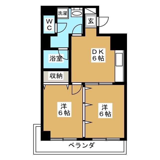 ロイヤルドレイク(2DK/2階)の間取り写真