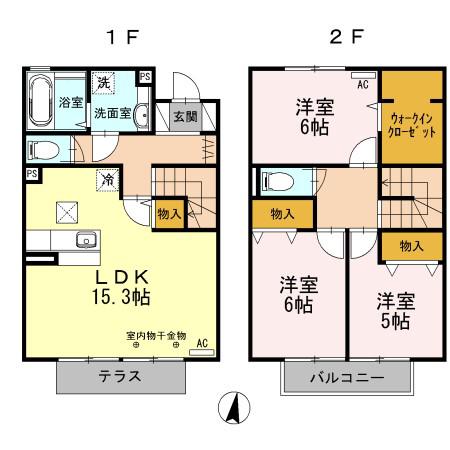 イースト TOWN(3LDK/1階)の間取り写真