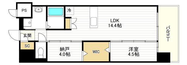 DRAW上本町(1SLDK/11階)の間取り写真