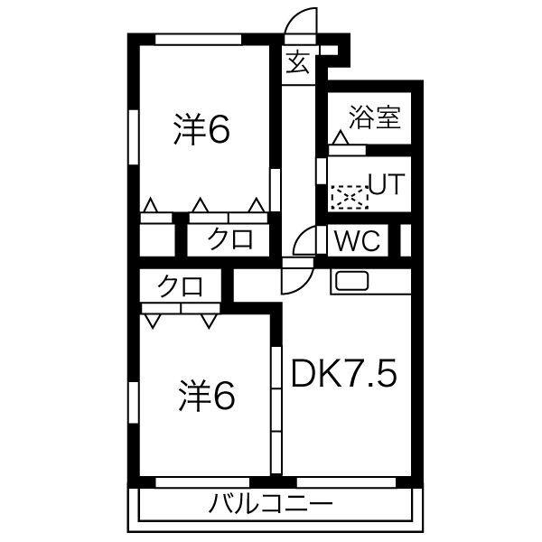 プロムナード23(2DK/2階)の間取り写真