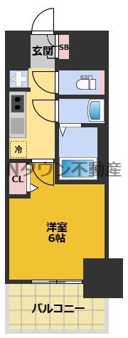 プレサンス東別院セレニス(1K/9階)の間取り写真