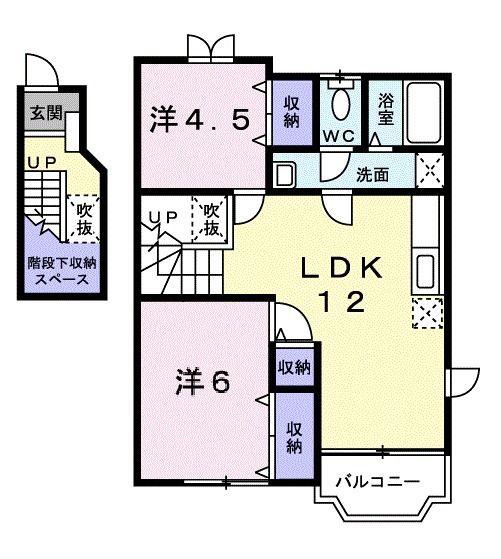 ソルフィ-A(2LDK/2階)の間取り写真