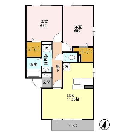 プレミアムコート(2LDK/1階)の間取り写真