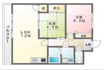サンシャイン上道(2LDK/7階)の間取り写真