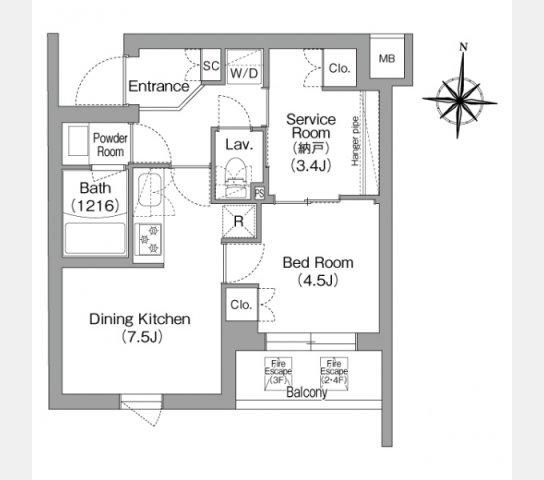 コンフォリア・リヴ南品川(1SDK/3階)の間取り写真