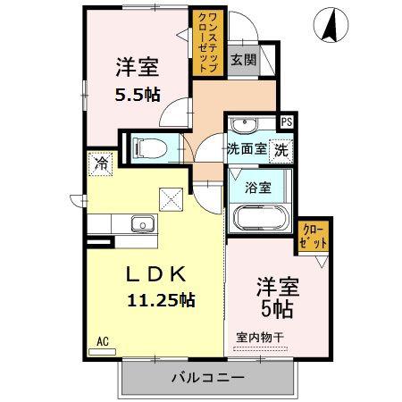 D-ROOM RICO(2LDK/1階)の間取り写真