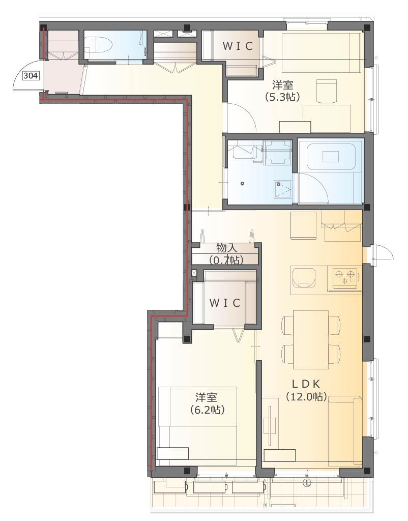 DAISYO PARKSIDE(2LDK/3階)の間取り写真