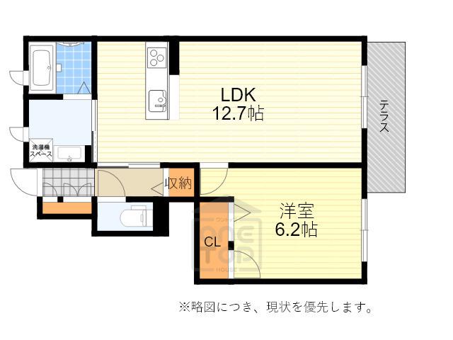 エスポワール・アイ 北春日丘1(1LDK/1階)の間取り写真