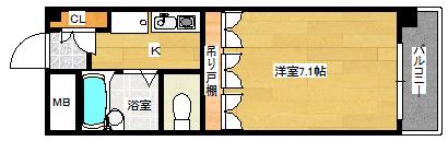 プレディアスタイル観音(1K/4階)の間取り写真