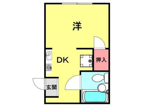 サンライフマンション(1K/3階)の間取り写真