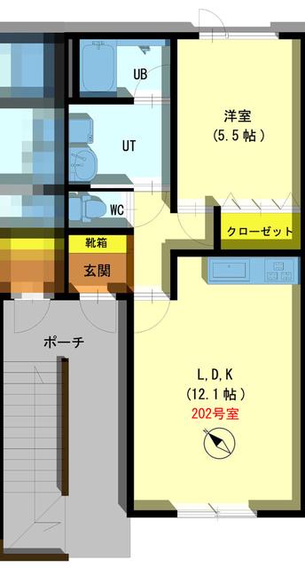 メゾン大町(1LDK/2階)の間取り写真