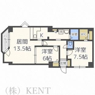 エクセルシュール二十四軒(2LDK/5階)の間取り写真