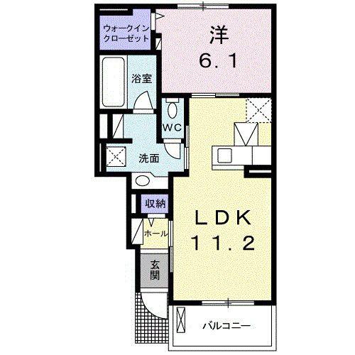 チトニア(1LDK/1階)の間取り写真