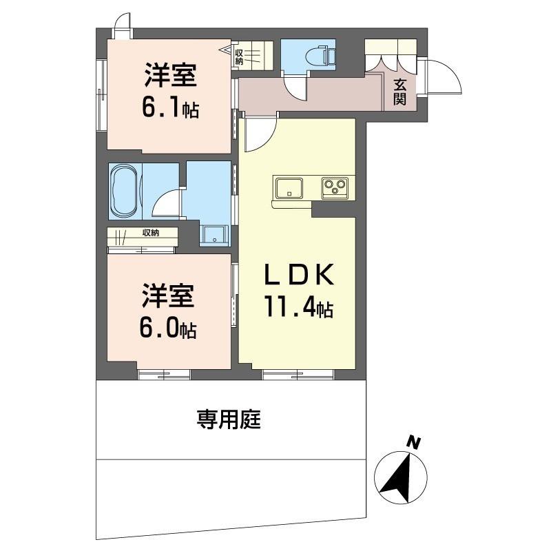 ペイサージュ カリテ(2LDK/1階)の間取り写真