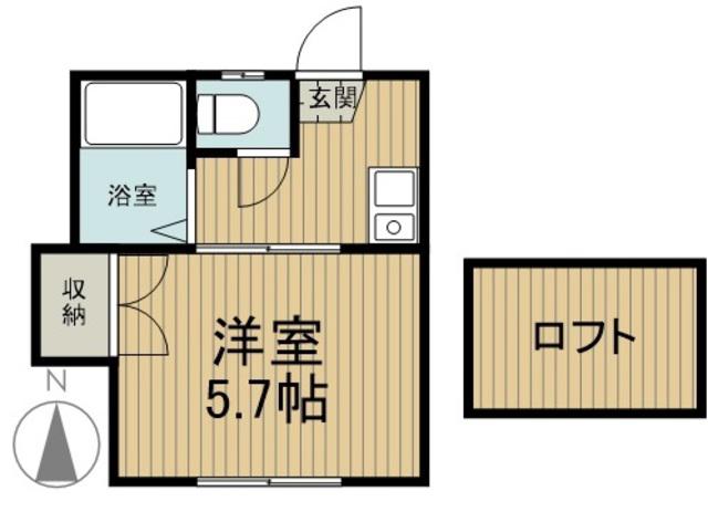 ベルエアー(1K/2階)の間取り写真