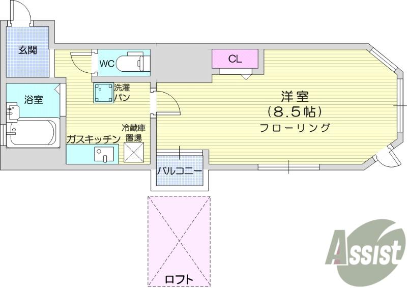 ROISSY DECO(1K/1階)の間取り写真