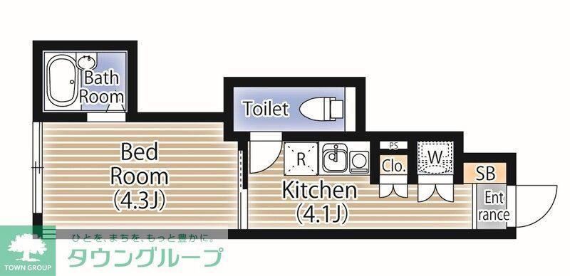 コパン扇大橋BASE(1K/1階)の間取り写真