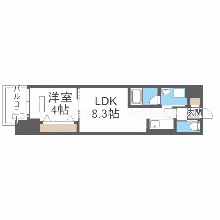 コンフォリア西天満(1LDK/8階)の間取り写真