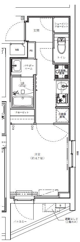 GENOVIA学芸大学(1K/2階)の間取り写真