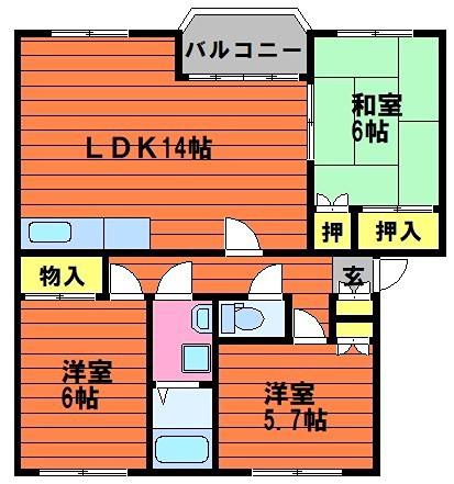 ヴェルフィオーレNT C(3LDK/2階)の間取り写真
