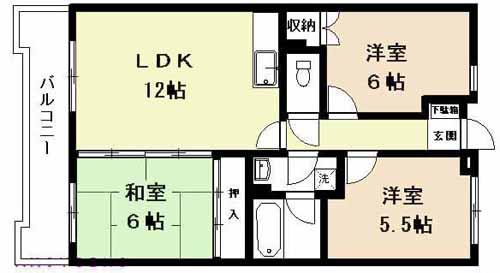 リバーコーポラスOND(3LDK/3階)の間取り写真