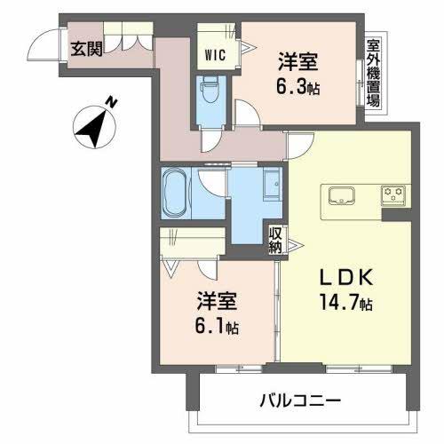 ル・レザン(2LDK/3階)の間取り写真