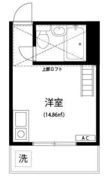 エトワール八雲台(ワンルーム/2階)の間取り写真