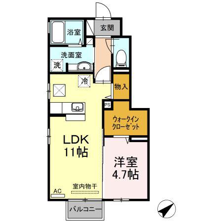 セジュールセラF(1LDK/1階)の間取り写真