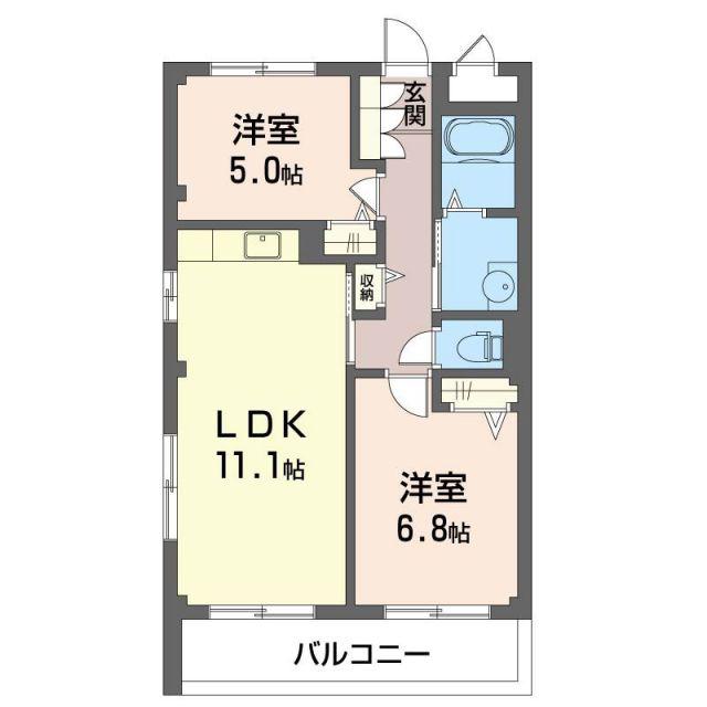 サンライズ E(2LDK/3階)の間取り写真