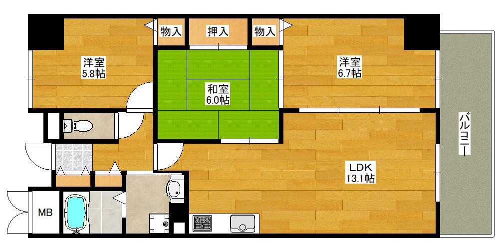 レジデンス鷹ヶ巣 千里中央(3LDK/4階)の間取り写真