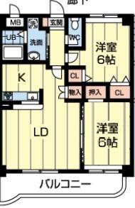 パディーフィールド21(2LDK/3階)の間取り写真