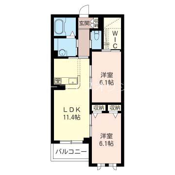 メゾンドルミナーレ(2LDK/1階)の間取り写真