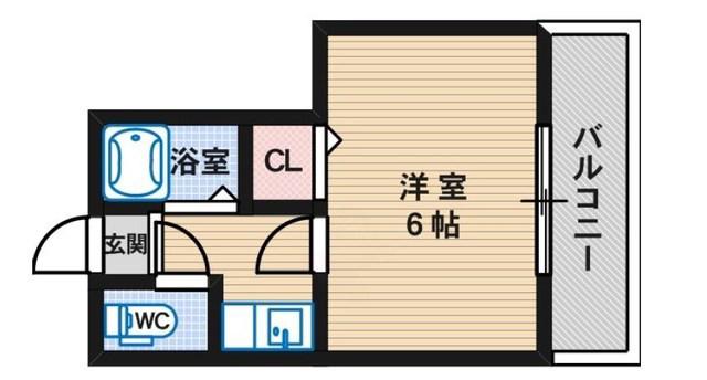 シャトル市大前(1K/1階)の間取り写真