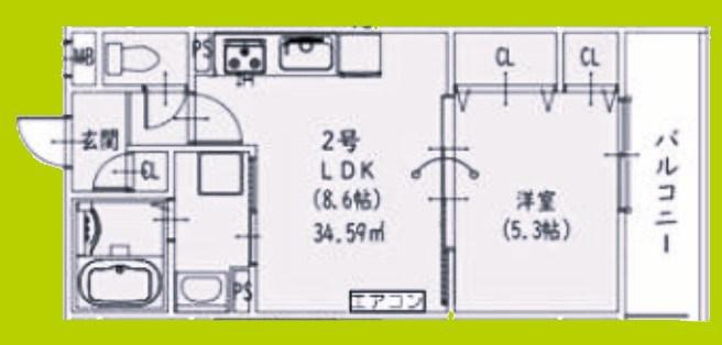 ピレーネ北条V(1LDK/1階)の間取り写真