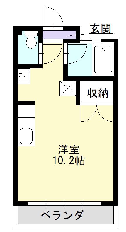 ハイツ成陵(ワンルーム/2階)の間取り写真