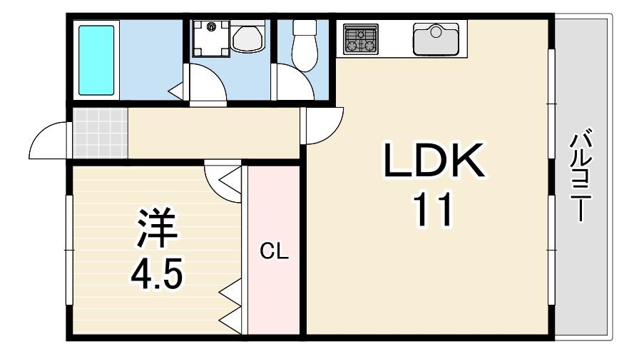 パークハイツ(1LDK/1階)の間取り写真