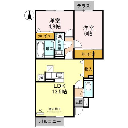 パティオ ルーチェA棟(2LDK/1階)の間取り写真