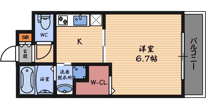 S-FORT福島LALUNA(1K/4階)の間取り写真