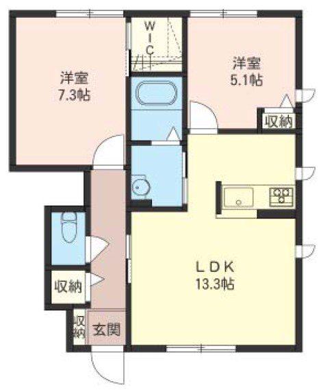 プレジール・K(2LDK/1階)の間取り写真