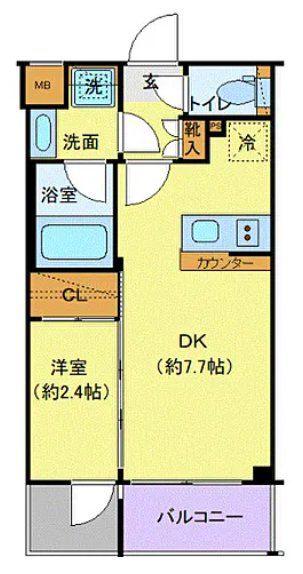 シーフォルム東新宿Ⅱ(1DK/4階)の間取り写真