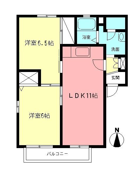 ビューテラス緑ケ丘(2LDK/2階)の間取り写真