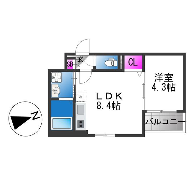 LUANA(1LDK/2階)の間取り写真