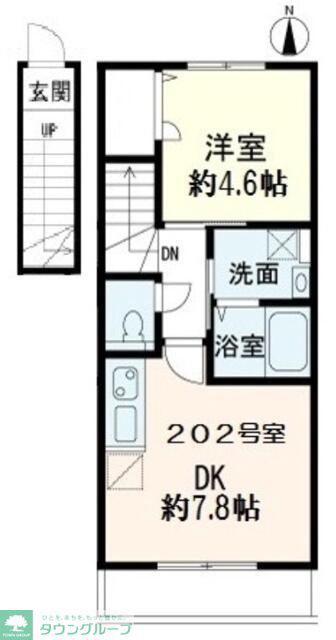 ALLURE仙川(1DK/2階)の間取り写真