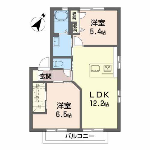 イーストリバーパラリア弐番館(2LDK/2階)の間取り写真