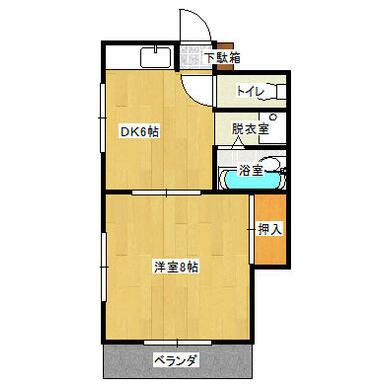 シャトレ新町(1DK/3階)の間取り写真